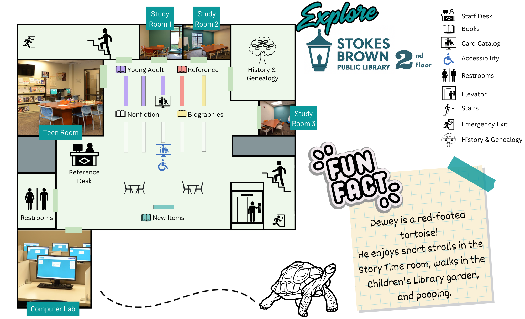 A map of the second floor of the library